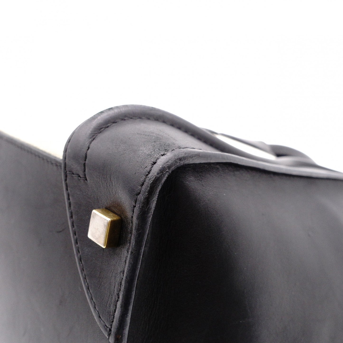 CELINE Luggage Mini Shopper Handbag, Leather, White, Tote Bag