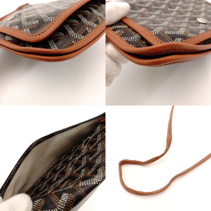 GOYARD Plume Shoulder Bag PVC Leather Brown × Black Crossbody 7-8-596