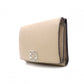 LOEWE Anagram Compact Wallet, Tri-fold, Leather, Beige, Women's