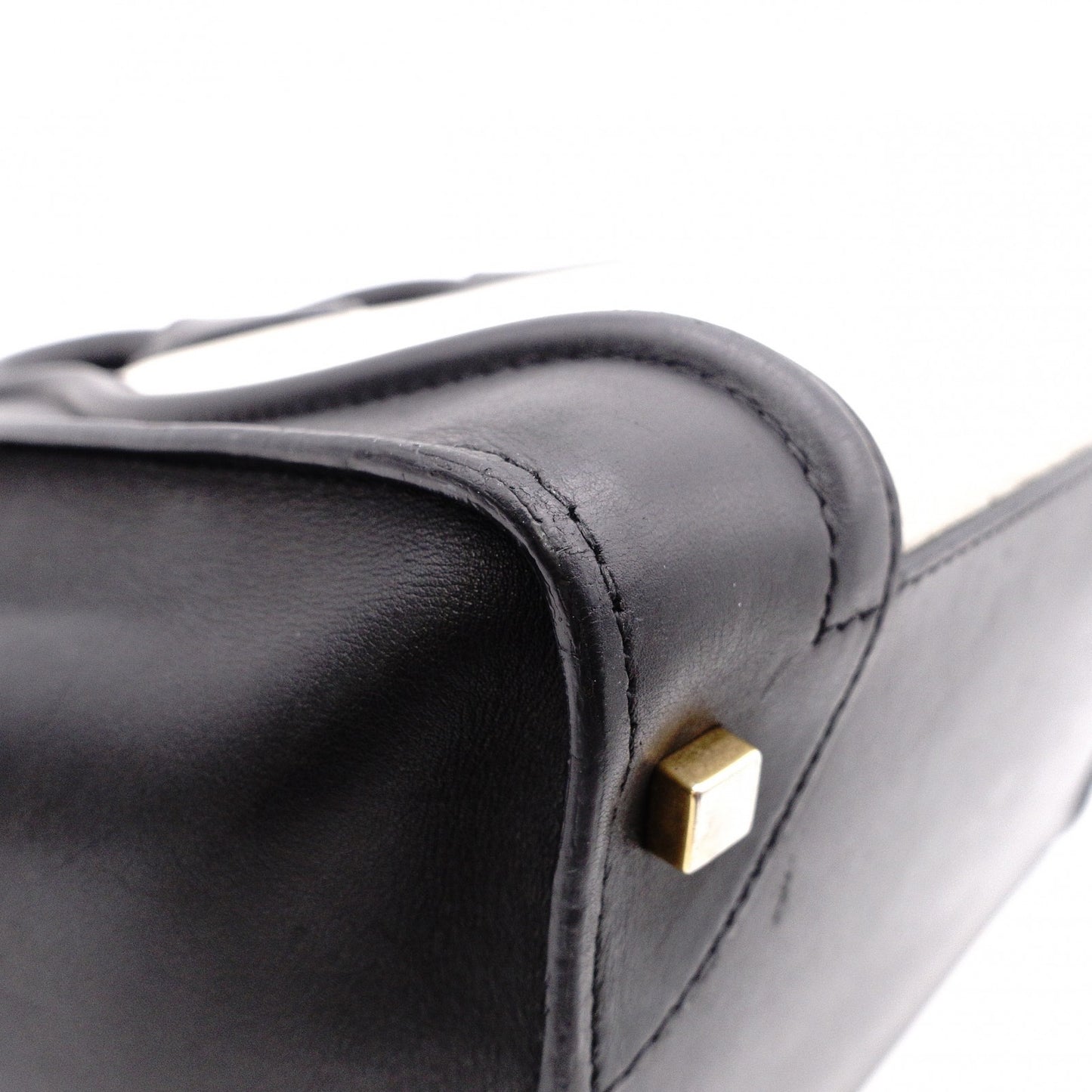 CELINE Luggage Mini Shopper Handbag, Leather, White, Tote Bag