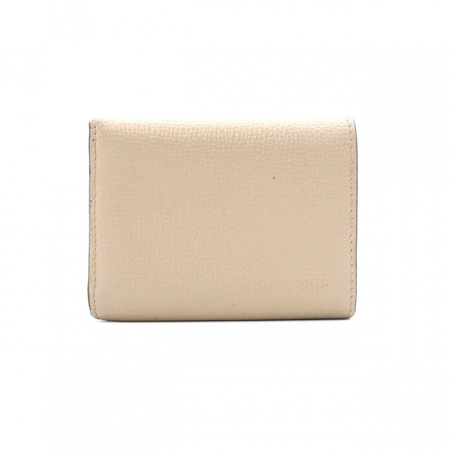 LOEWE Anagram Compact Wallet, Tri-fold, Leather, Beige, Women's