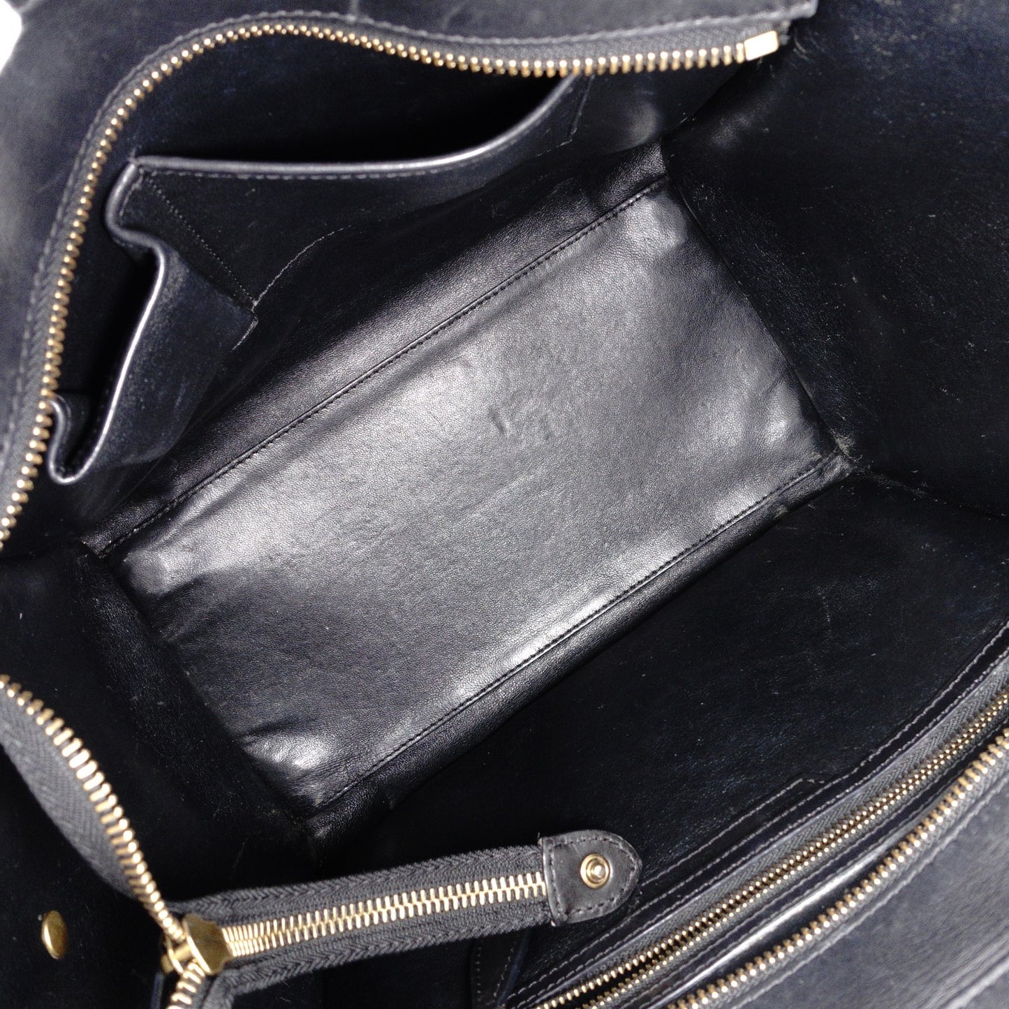 CELINE Luggage Mini Shopper Handbag, Leather, White, Tote Bag