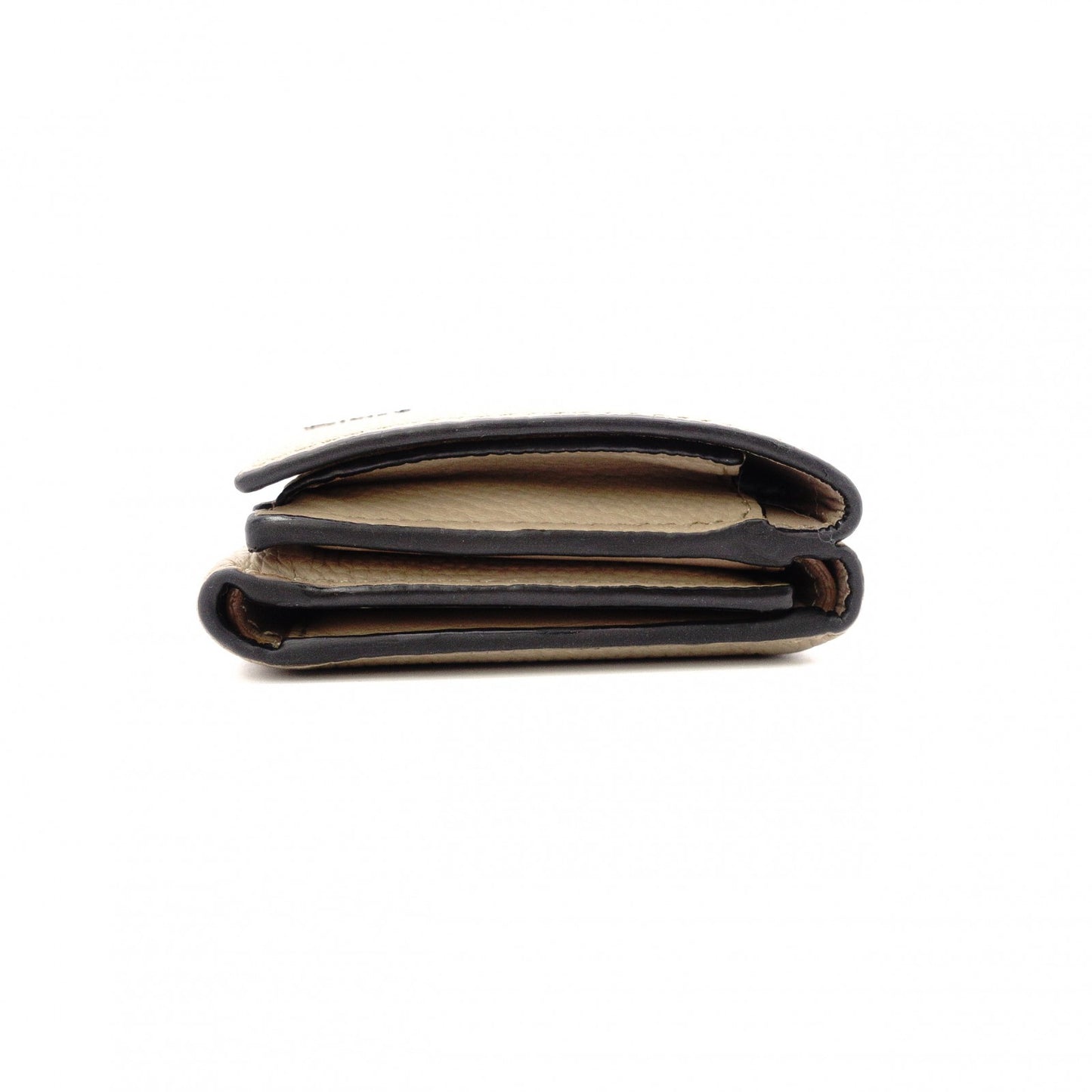 LOEWE Anagram Compact Wallet, Tri-fold, Leather, Beige, Women's