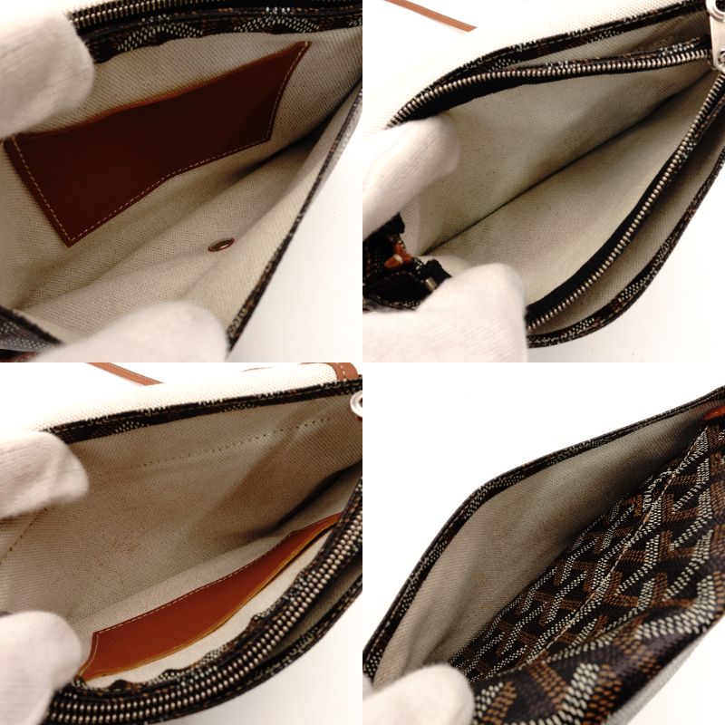 GOYARD Plume Shoulder Bag PVC Leather Brown × Black Crossbody 7-8-596