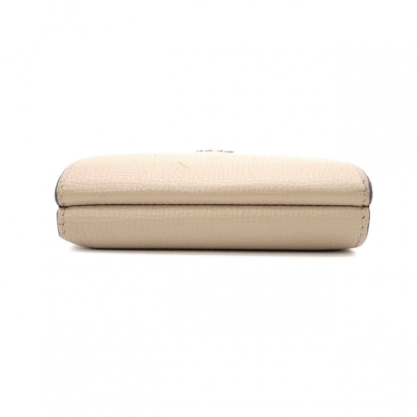 LOEWE Anagram Compact Wallet, Tri-fold, Leather, Beige, Women's