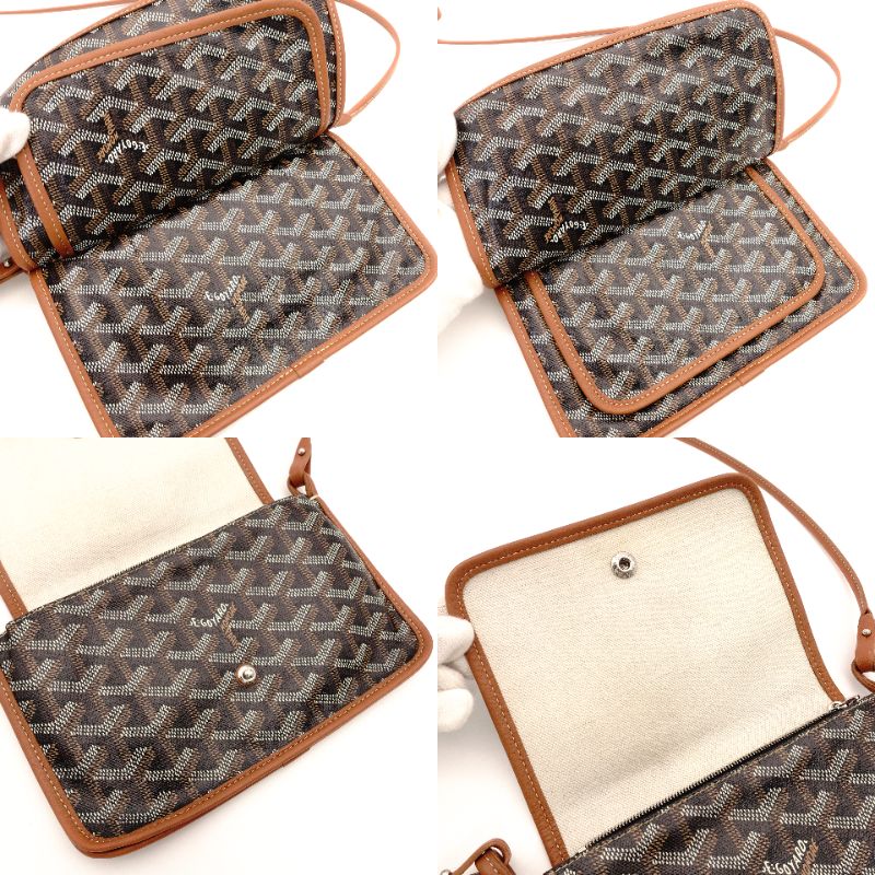 GOYARD Plume Shoulder Bag PVC Leather Brown × Black Crossbody 7-8-596