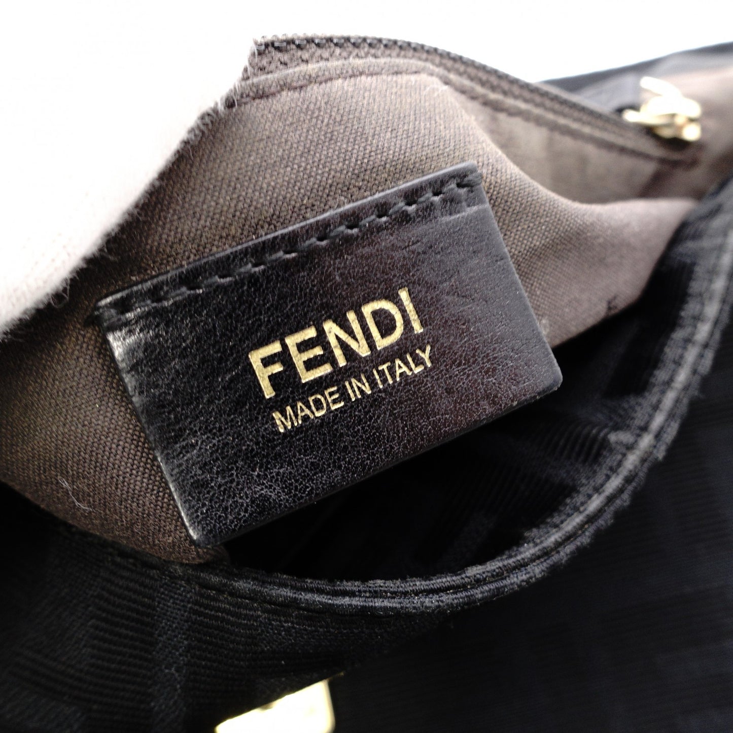 FENDI Zucca Shoulder Bag Canvas Black