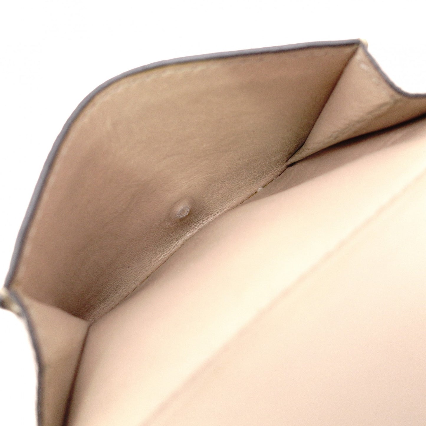 LOEWE Anagram Compact Wallet, Tri-fold, Leather, Beige, Women's