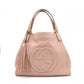 GUCCI Soho Shoulder Bag, Leather, Pink Beige, Fringe, GG Logo