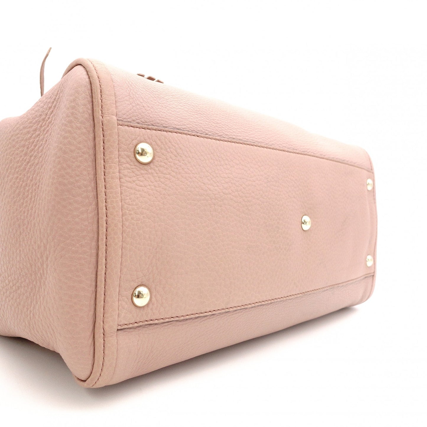 GUCCI Soho Shoulder Bag, Leather, Pink Beige, Fringe, GG Logo