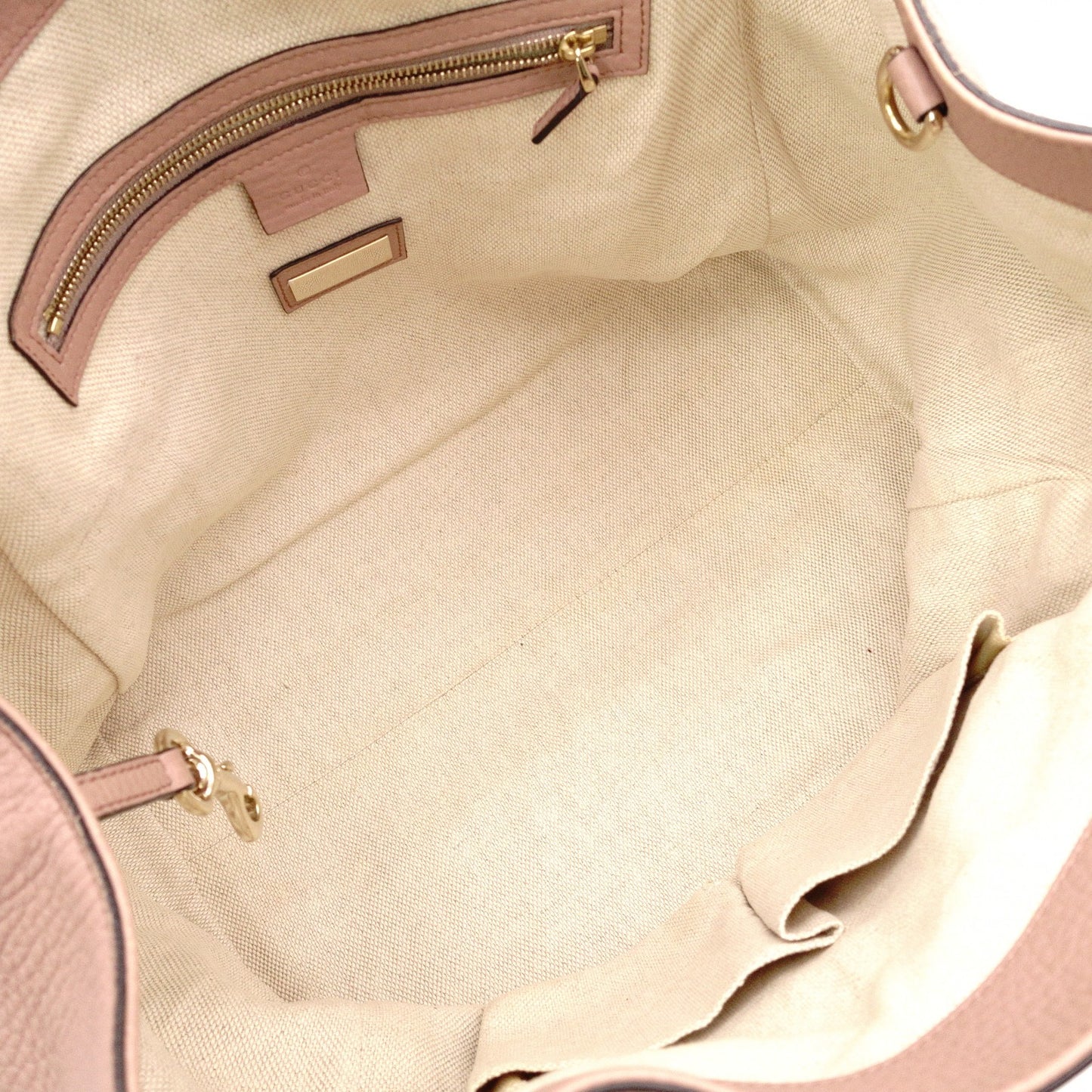 GUCCI Soho Shoulder Bag, Leather, Pink Beige, Fringe, GG Logo