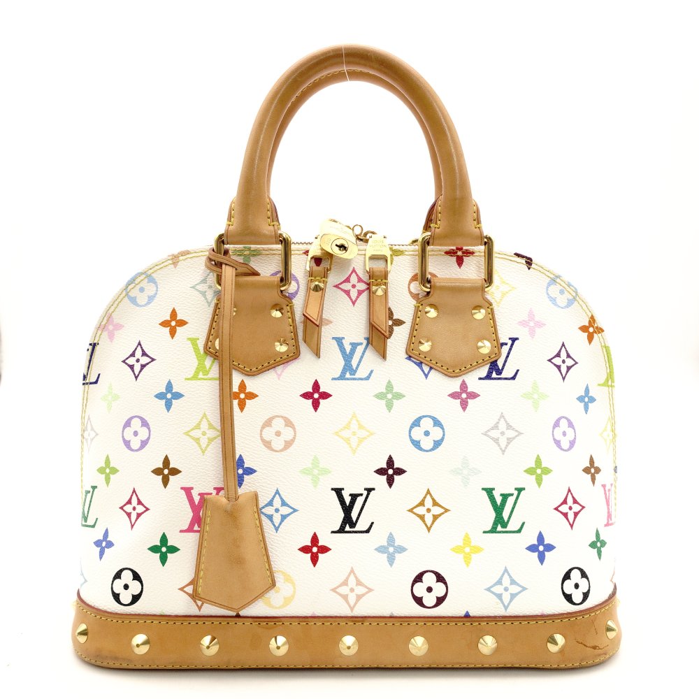 LOUIS VUITTON Alma PM Multicolor Handbag White Studs M92647 7-10-962