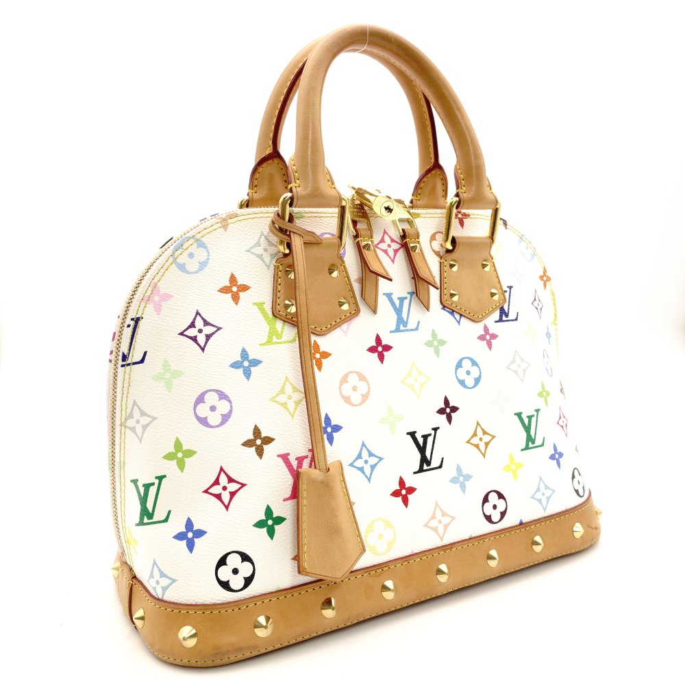 LOUIS VUITTON Alma PM Multicolor Handbag White Studs M92647 7-10-962