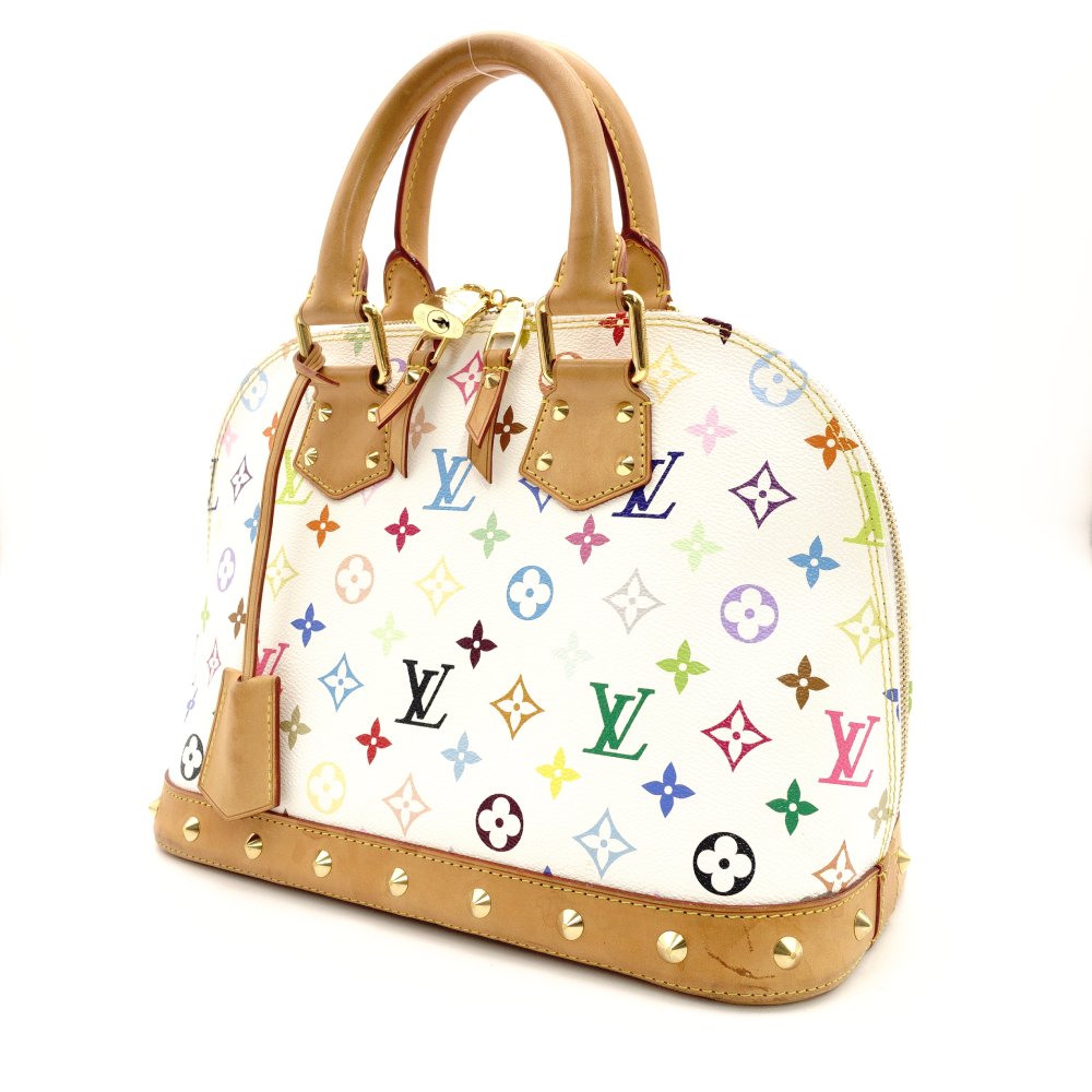 LOUIS VUITTON Alma PM Multicolor Handbag White Studs M92647 7-10-962