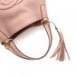 GUCCI Soho Shoulder Bag, Leather, Pink Beige, Fringe, GG Logo
