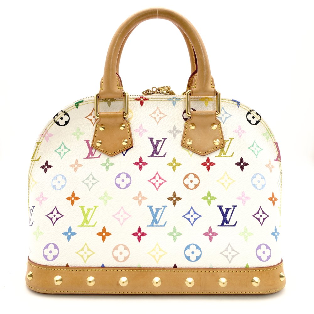 LOUIS VUITTON Alma PM Multicolor Handbag White Studs M92647 7-10-962