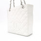 CHANEL Caviar Skin PST Chain Shoulder Bag, Leather, White, Silver Hardware