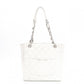 CHANEL Caviar Skin PST Chain Shoulder Bag, Leather, White, Silver Hardware