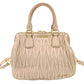 MIU MIU Matelassé Handbag Pink Beige 2-Way Gold Hardware Leather Crossbody 7-10-966