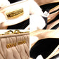 MIU MIU Matelassé Handbag Pink Beige 2-Way Gold Hardware Leather Crossbody 7-10-966