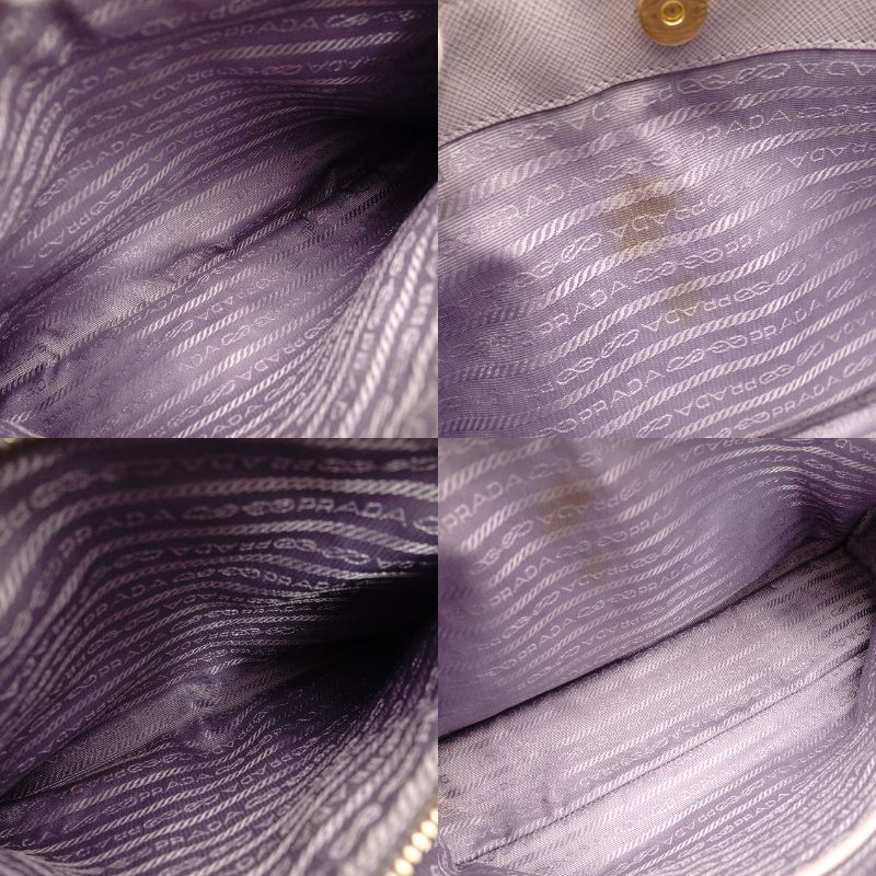 PRADA Galleria Handbag Double Zip Satchel Medium Saffiano Leather Purple Triangle Logo Gold Hardware 7-10-965