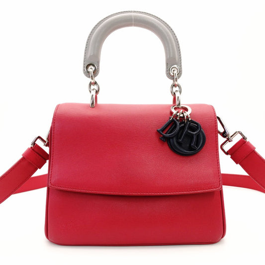 Christian Dior Be Dior Handbag Red × Navy 2-Way Leather Silver Hardware 7-10-667