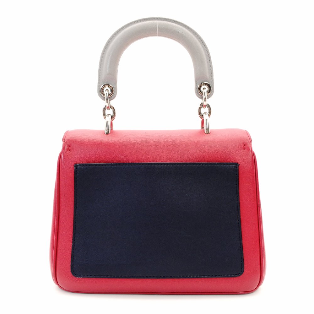 Christian Dior Be Dior Handbag Red × Navy 2-Way Leather Silver Hardware 7-10-667