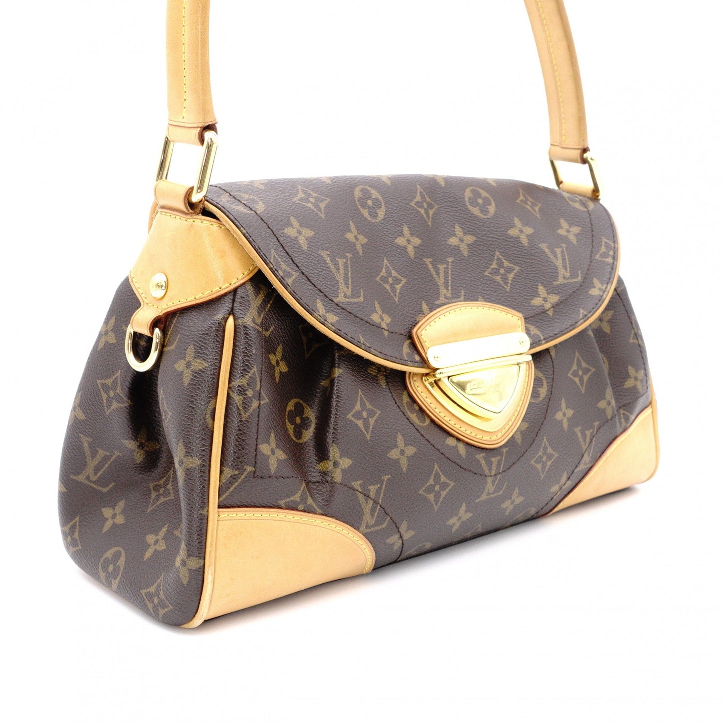 LOUIS VUITTON Beverly MM Monogram Canvas Shoulder Bag, Leather and PVC, Brown