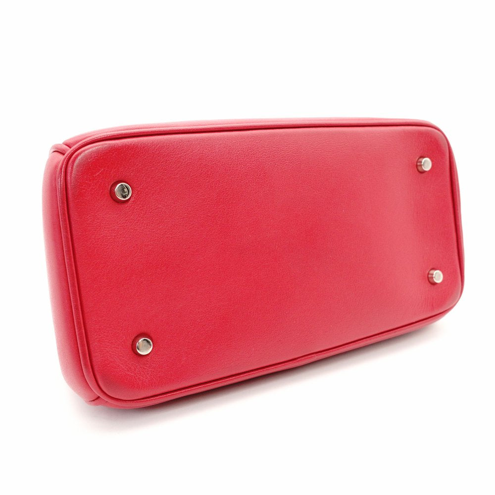 Christian Dior Be Dior Handbag Red × Navy 2-Way Leather Silver Hardware 7-10-667