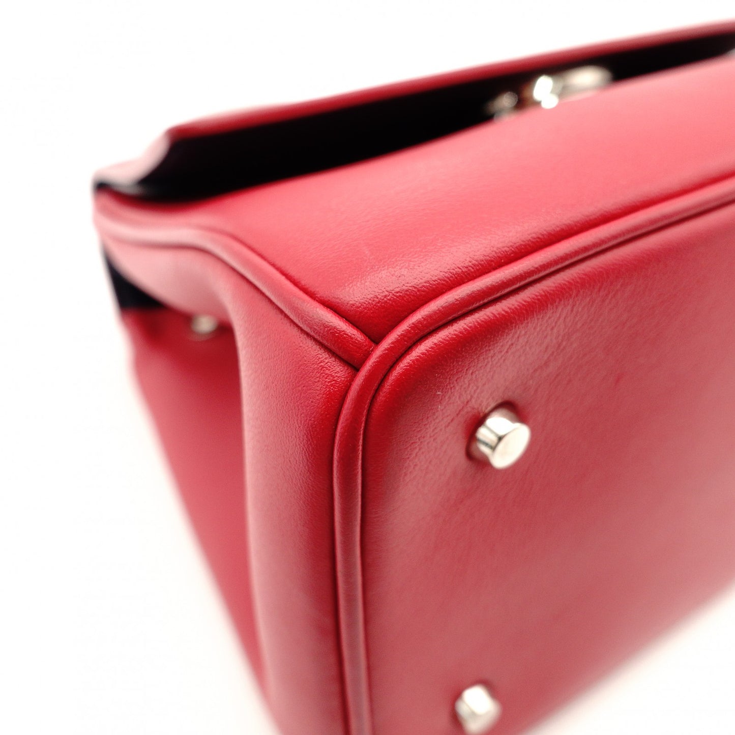 Christian Dior Be Dior Handbag Red × Navy 2-Way Leather Silver Hardware 7-10-667