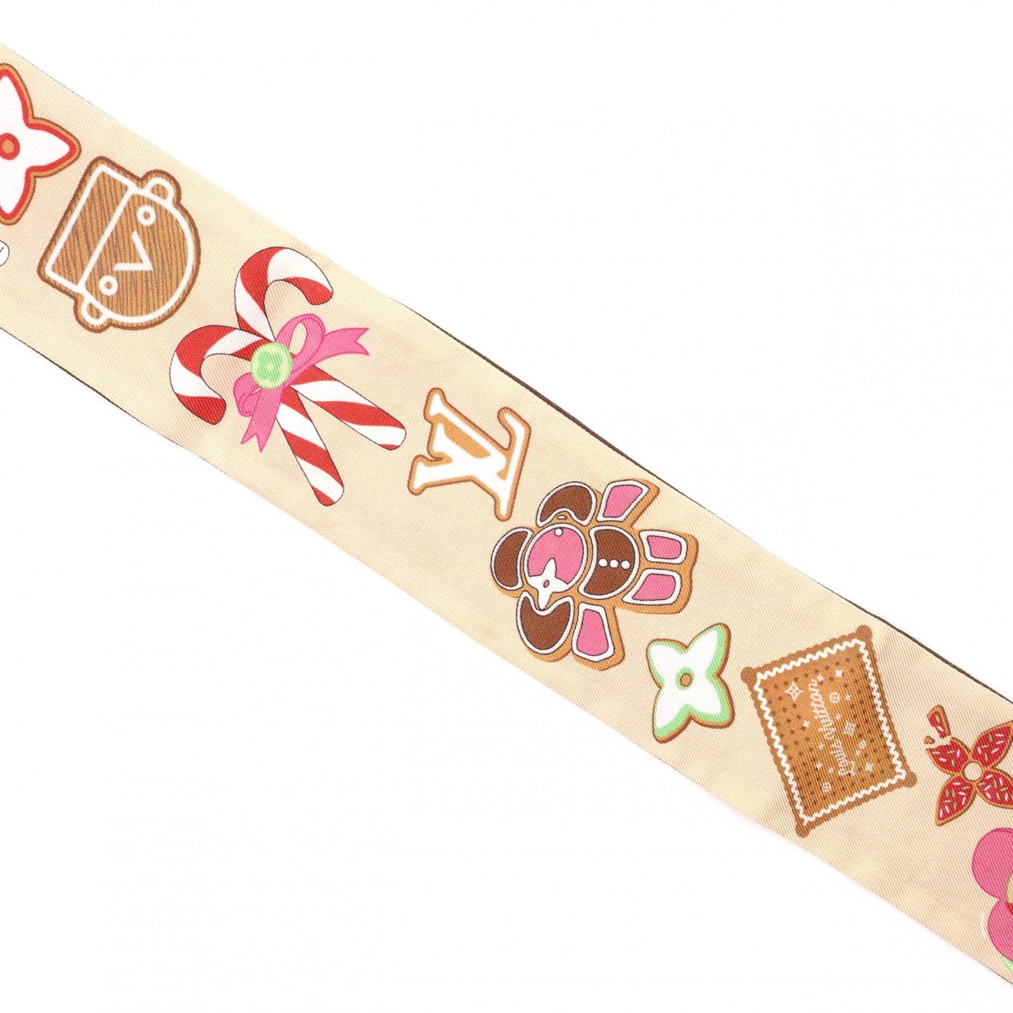 LOUIS VUITTON Vivienne Twilly Bando BB Scarf, Silk, Brown Tones