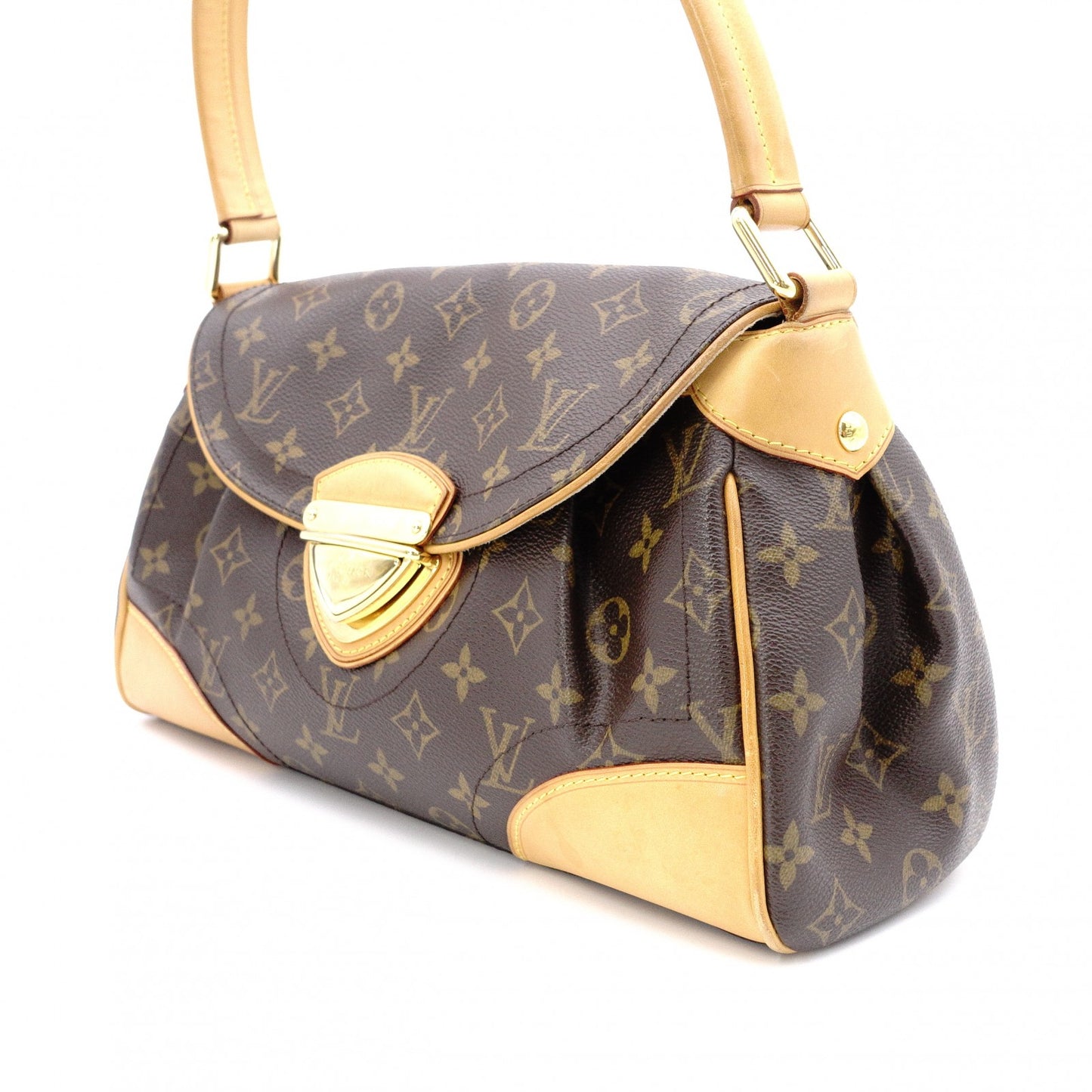 LOUIS VUITTON Beverly MM Monogram Canvas Shoulder Bag, Leather and PVC, Brown