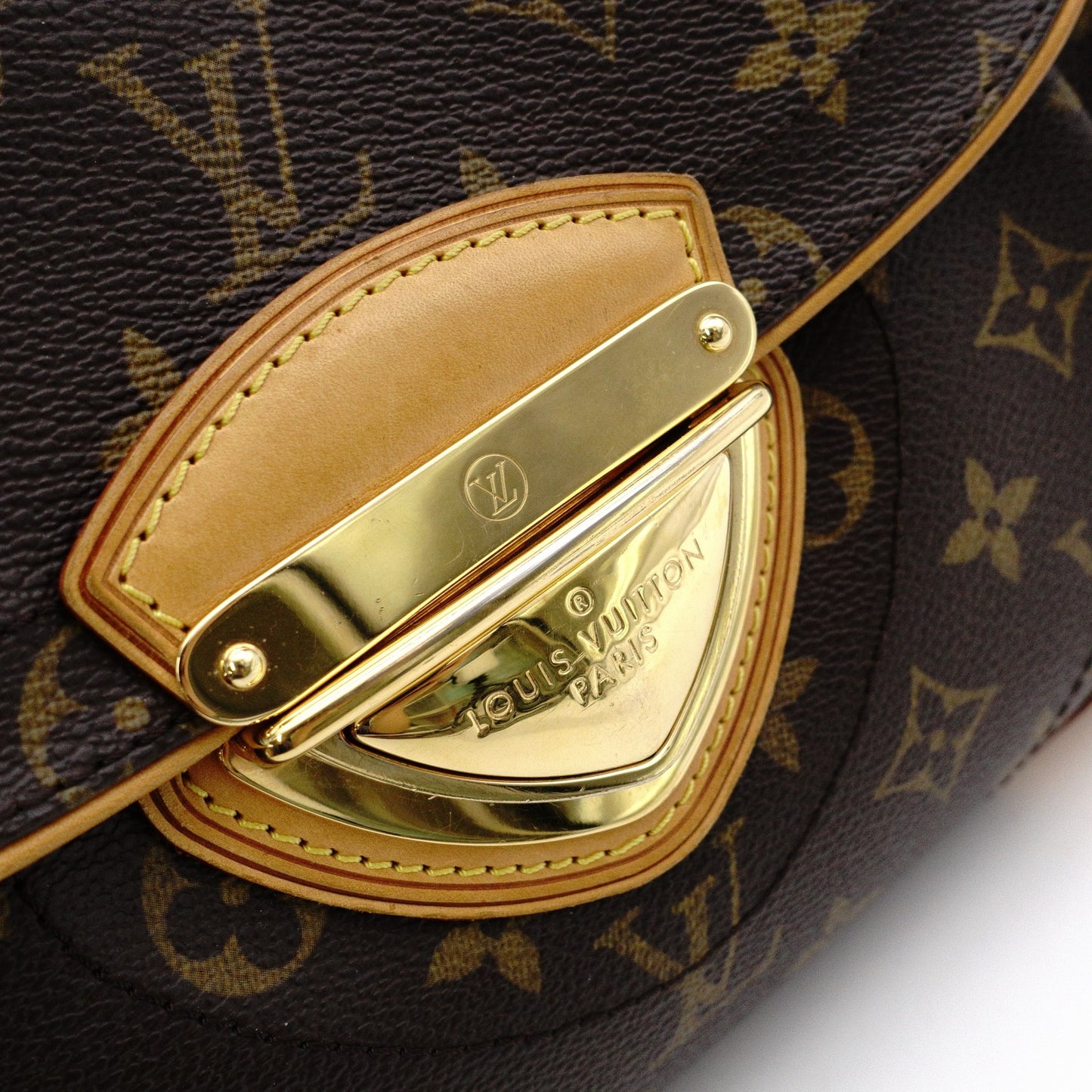 LOUIS VUITTON Beverly MM Monogram Canvas Shoulder Bag, Leather and PVC, Brown