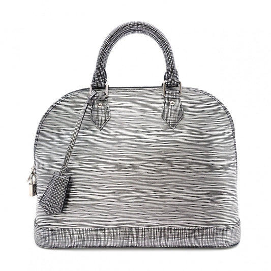 LOUIS VUITTON Alma Epi Platine Handbag Silver Tone