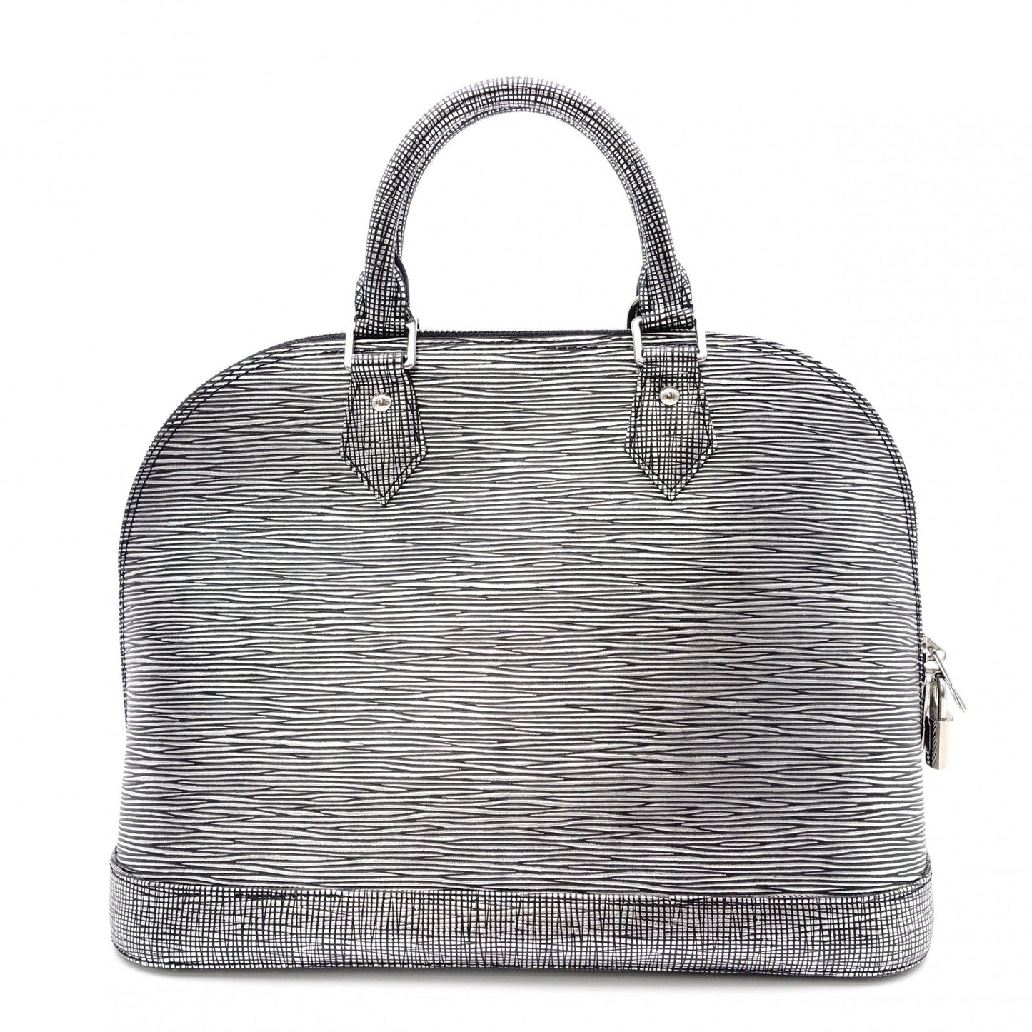 LOUIS VUITTON Alma Epi Platine Handbag Silver Tone
