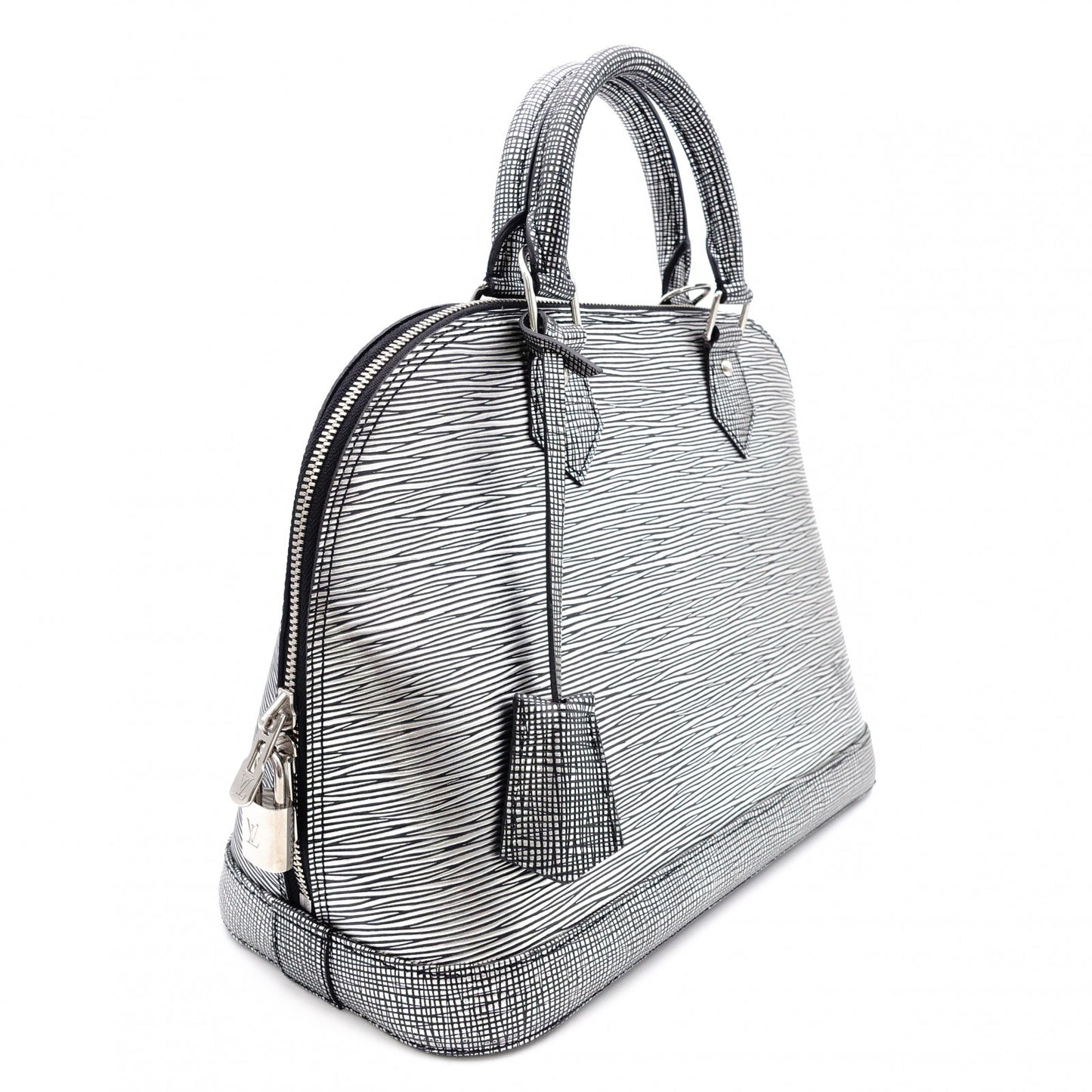 LOUIS VUITTON Alma Epi Platine Handbag Silver Tone