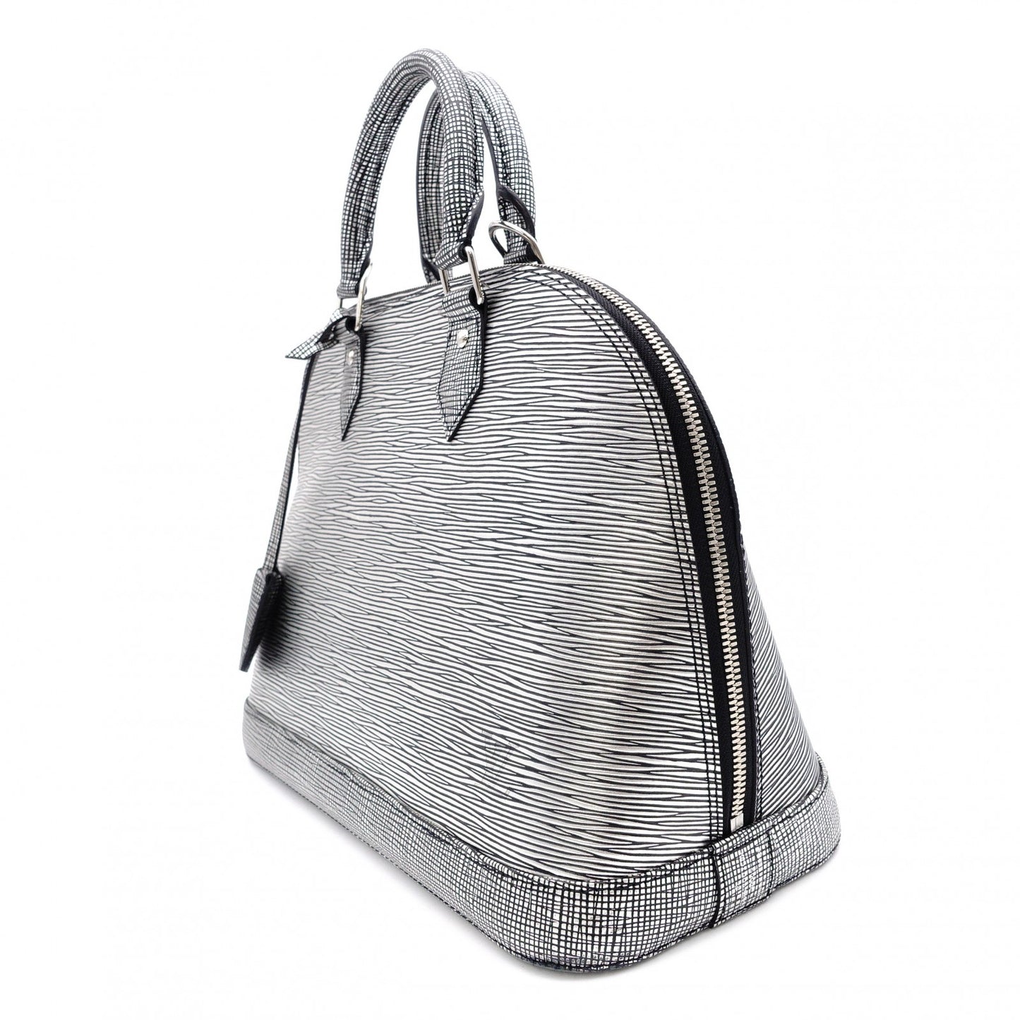 LOUIS VUITTON Alma Epi Platine Handbag Silver Tone