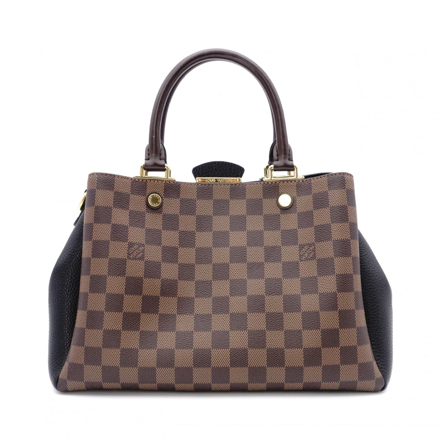LOUIS VUITTON Brittany Damier Ébène Handbag, Leather and PVC, Brown, 2-Way