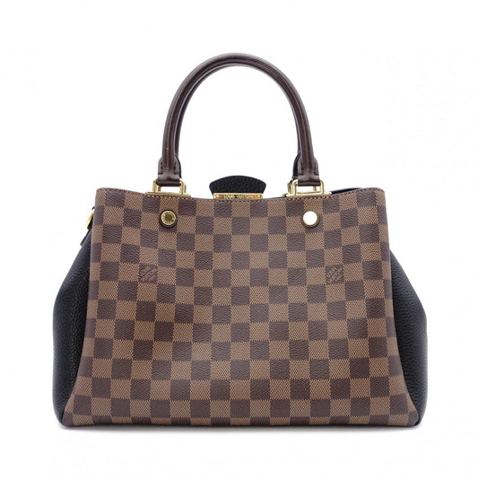 LOUIS VUITTON Brittany Damier Ébène Handbag, Leather and PVC, Brown, 2-Way