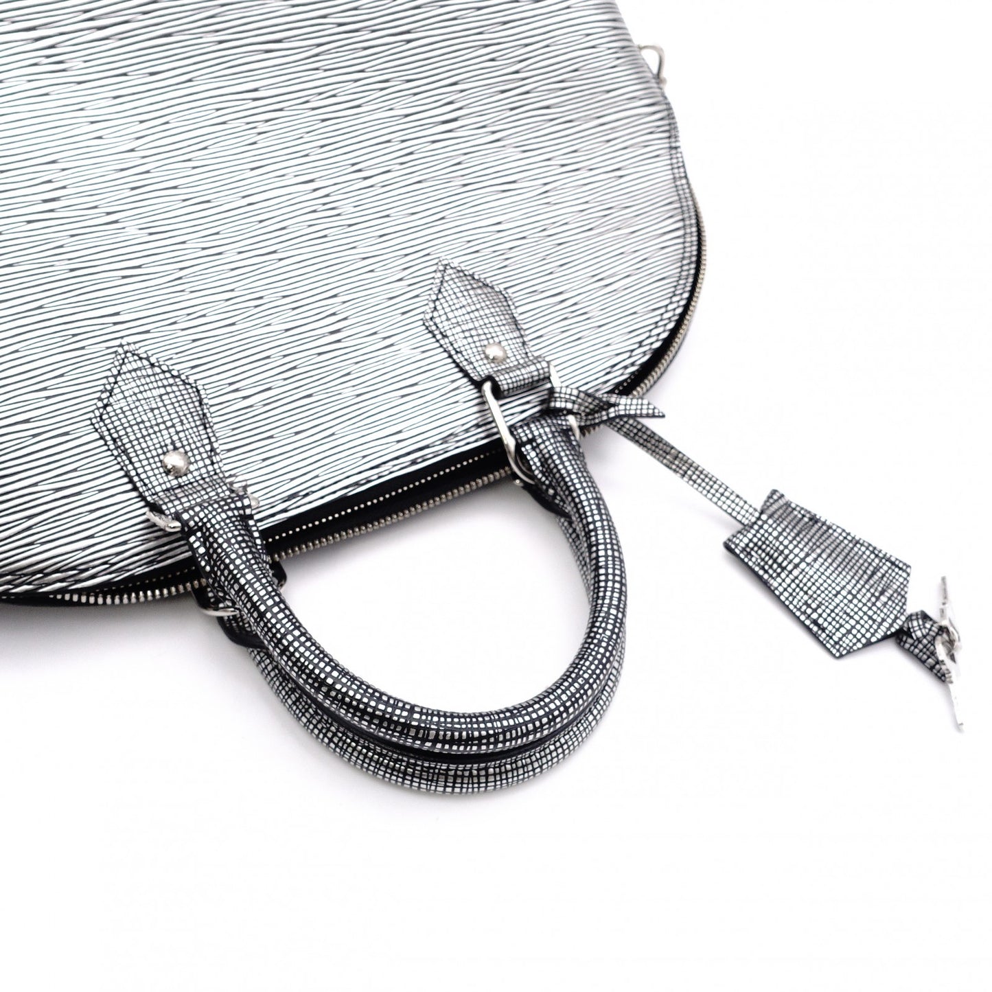 LOUIS VUITTON Alma Epi Platine Handbag Silver Tone