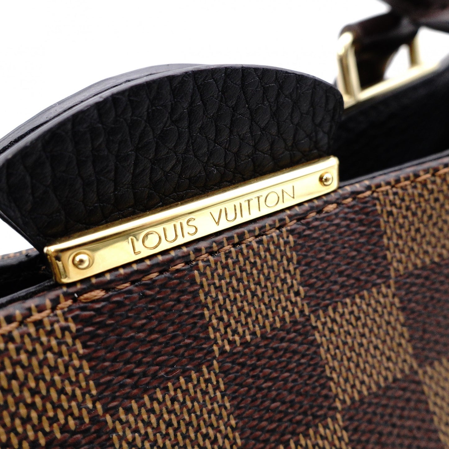 LOUIS VUITTON Brittany Damier Ébène Handbag, Leather and PVC, Brown, 2-Way