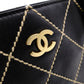 CHANEL Wild stitch Tote Bag leather black USED Women