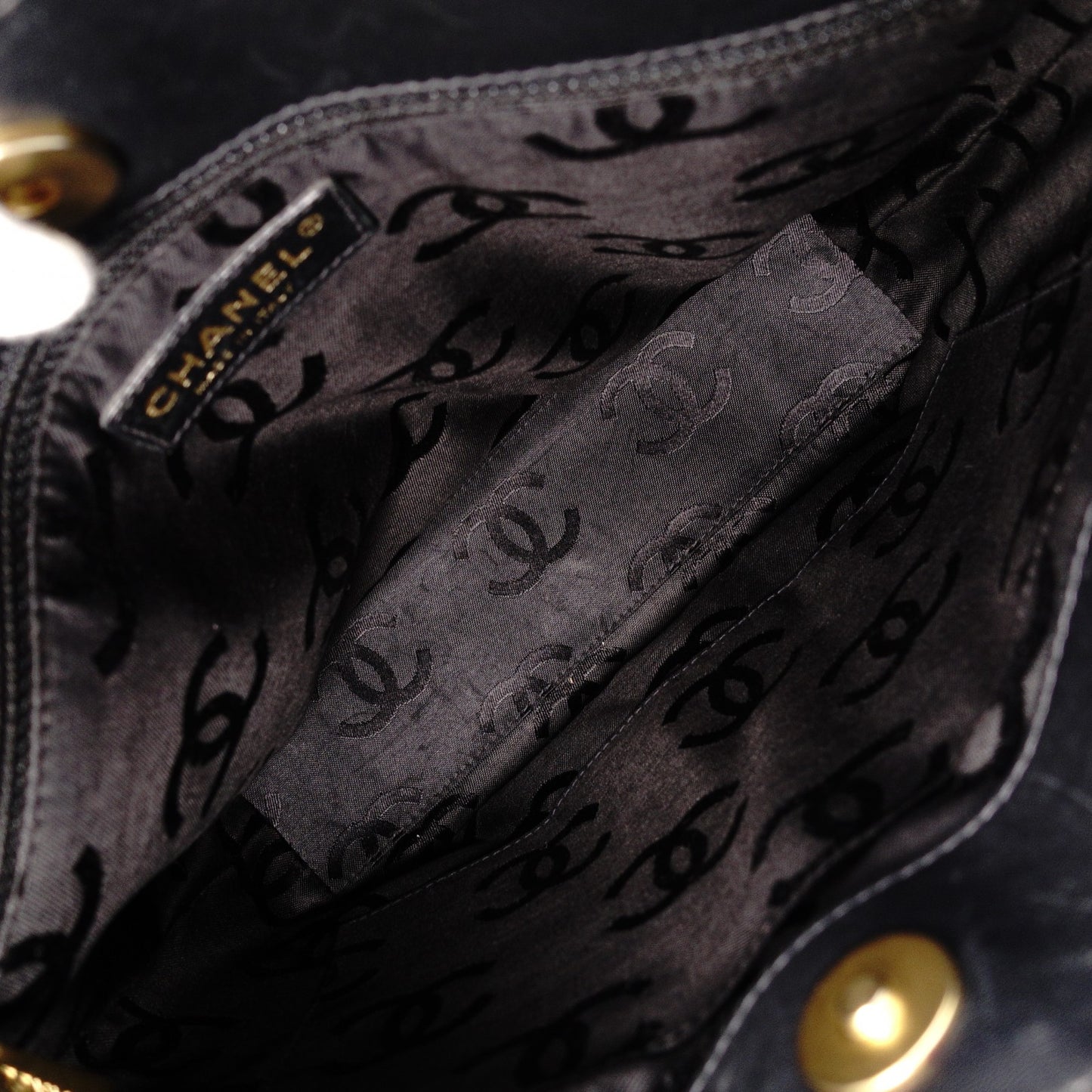 CHANEL Wild stitch Tote Bag leather black USED Women