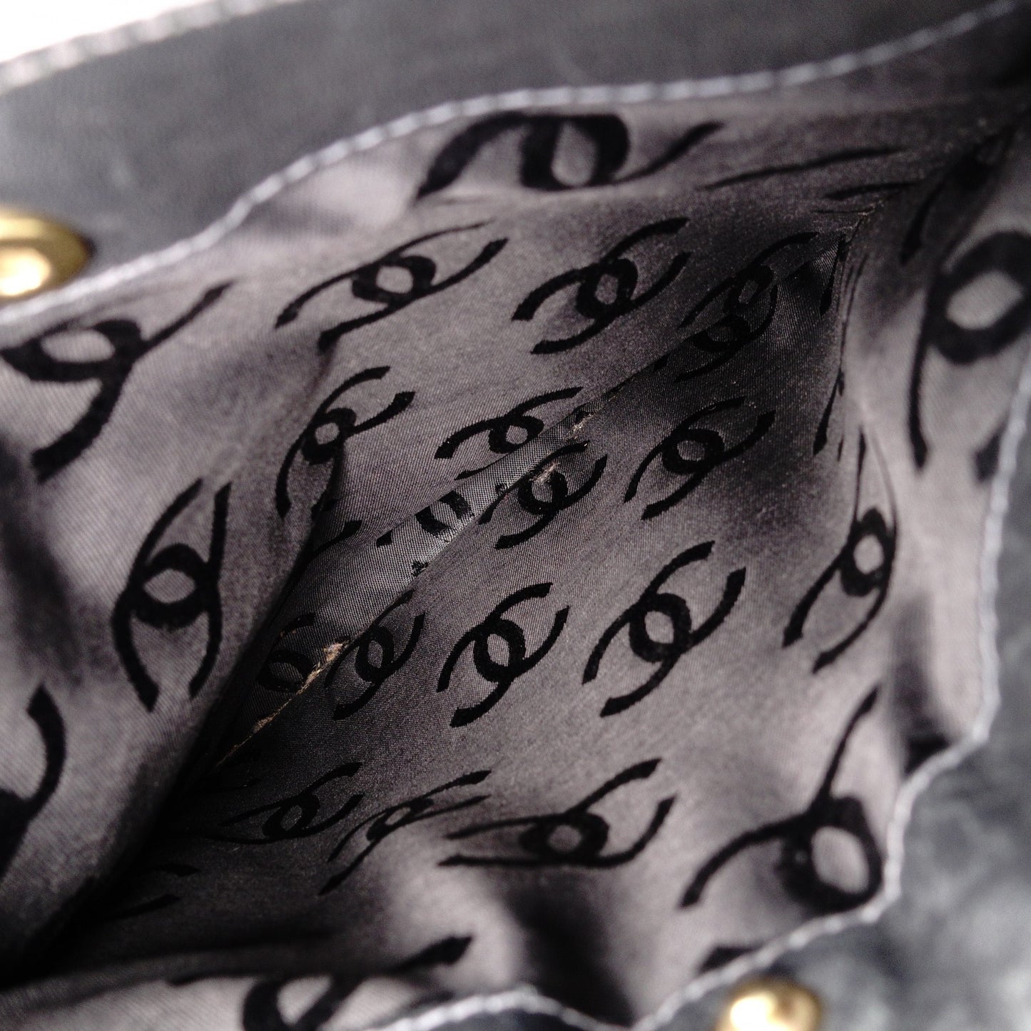 CHANEL Wild stitch Tote Bag leather black USED Women