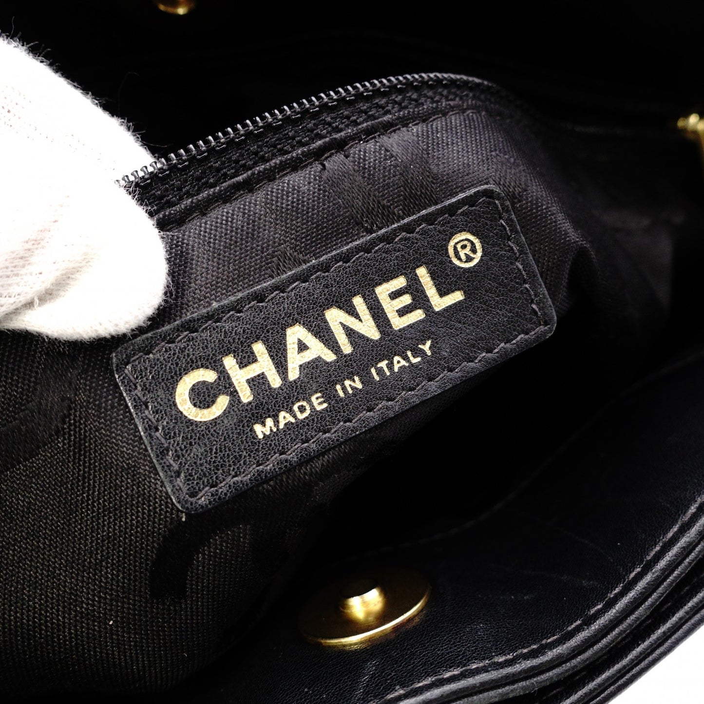 CHANEL Wild stitch Tote Bag leather black USED Women