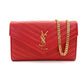 Saint Laurent Cassandra Envelope Chain Shoulder Bag Red Leather Wallet Red Gold Hardware 7-11-095