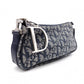 Christian Dior Trotter Shoulder Bag Canvas Navy