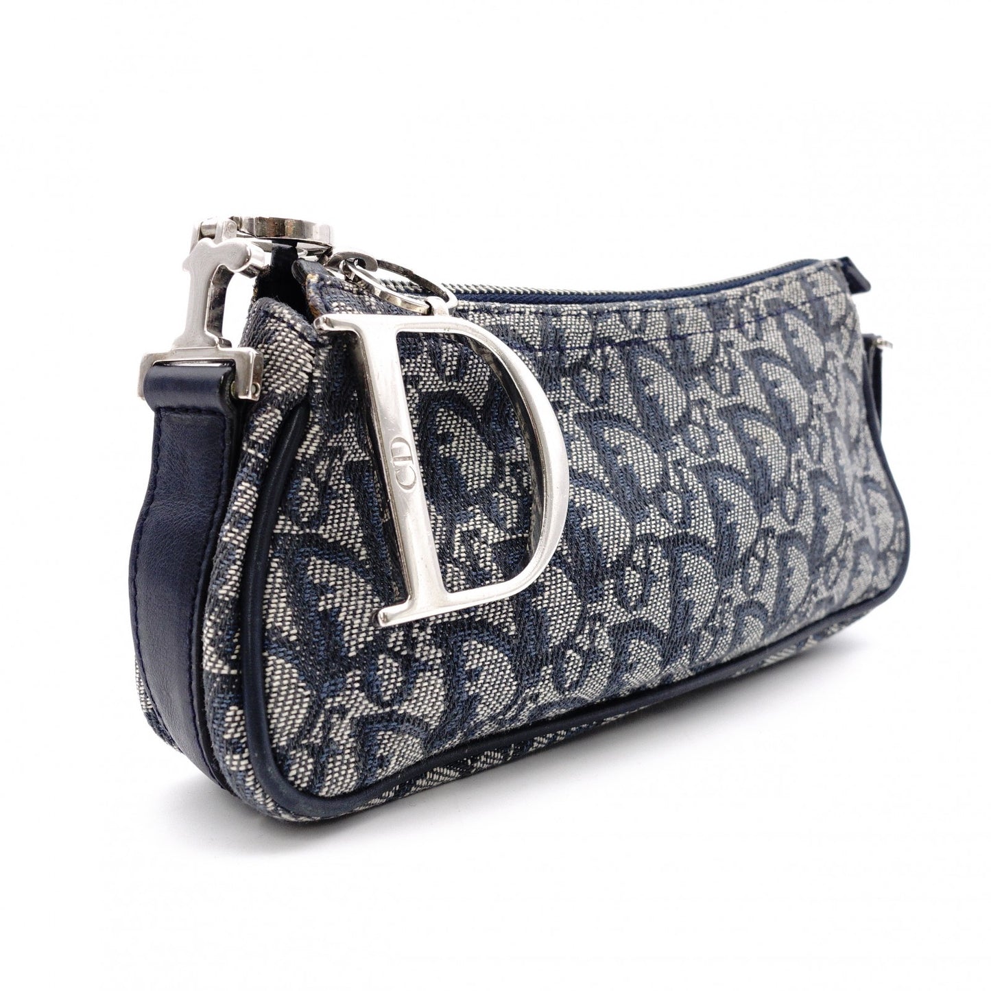 Christian Dior Trotter Shoulder Bag Canvas Navy