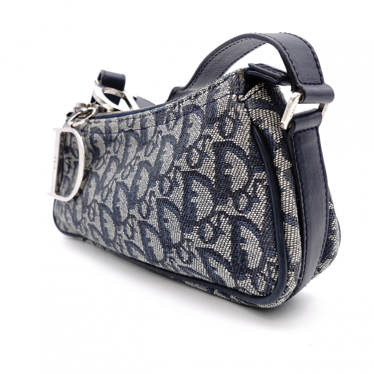 Christian Dior Trotter Shoulder Bag Canvas Navy