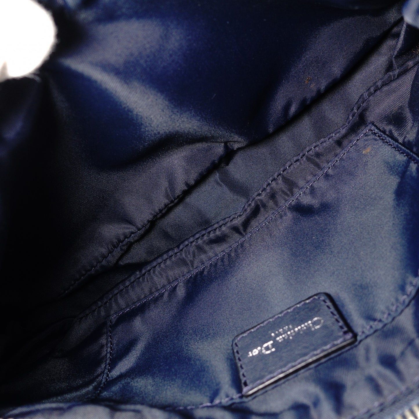 Christian Dior Trotter Shoulder Bag Canvas Navy